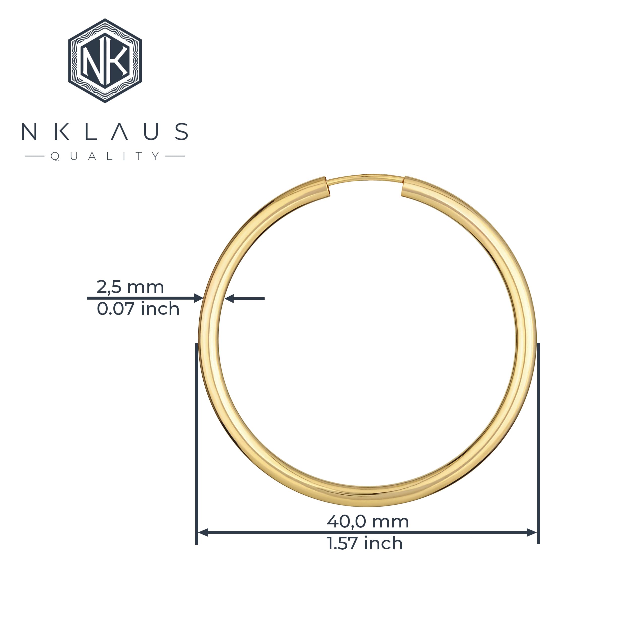 NKlaus JEWELLERY einzelne Creole 333 Gelbgold 40mm rund