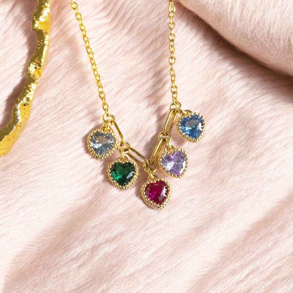 Joy by Corrine Smith Family Birthstone Halskette Gold Herz