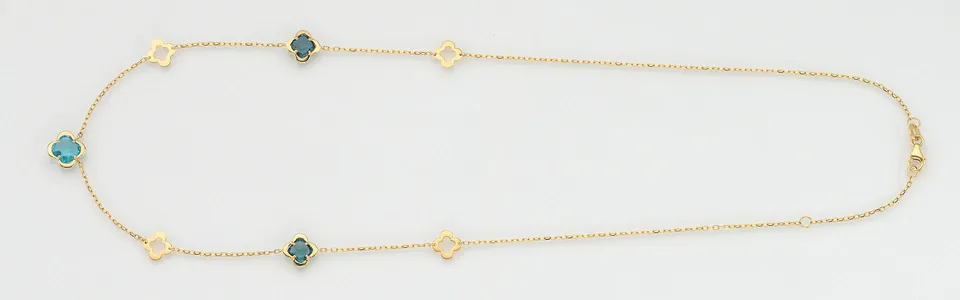 Eugen Rühle Colliers 37.4900.011-190 Collier 750 Gelbgold Blautopas