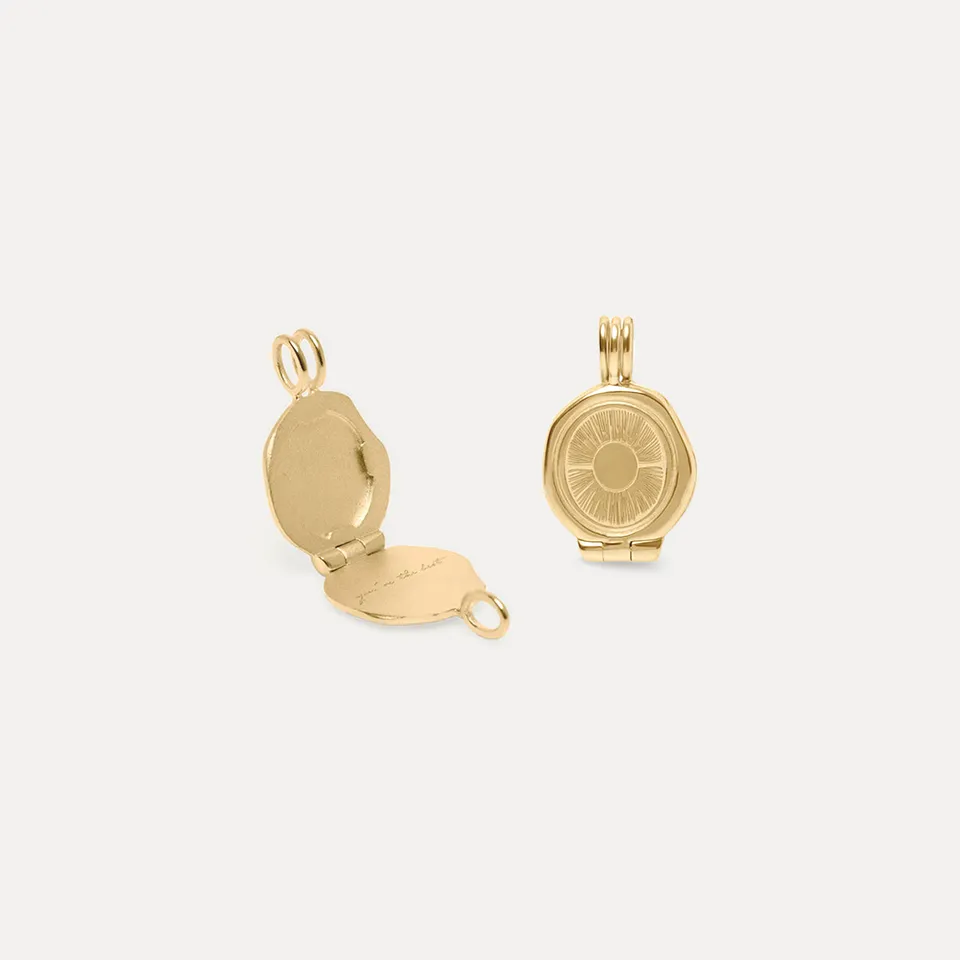 Stilnest Sun Seal Medaillon Anhänger 585 Gold 14k