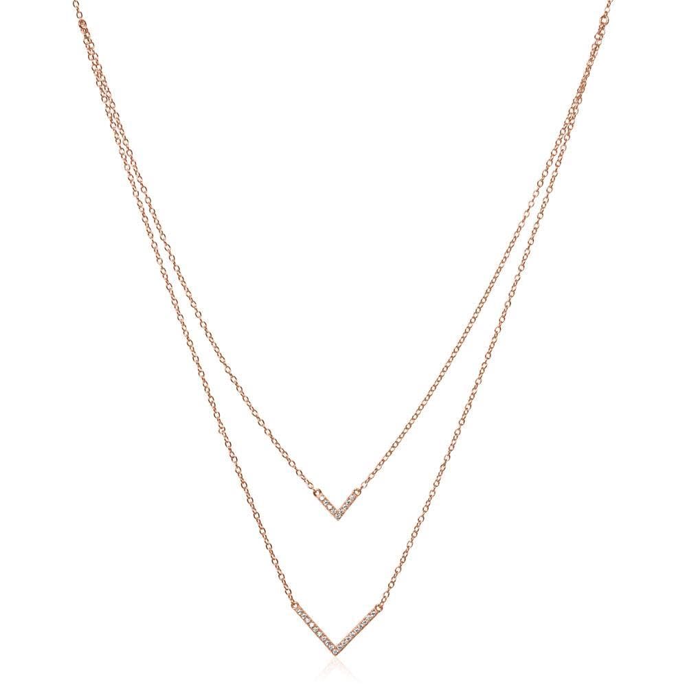 JEWLIX Layerkette V Halskette rosévergoldet Silber Zirkonia