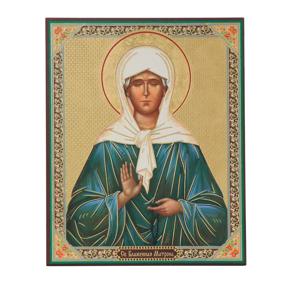 NKlaus Ikone Heilige Matrona Holz orthodox 15x18 cm