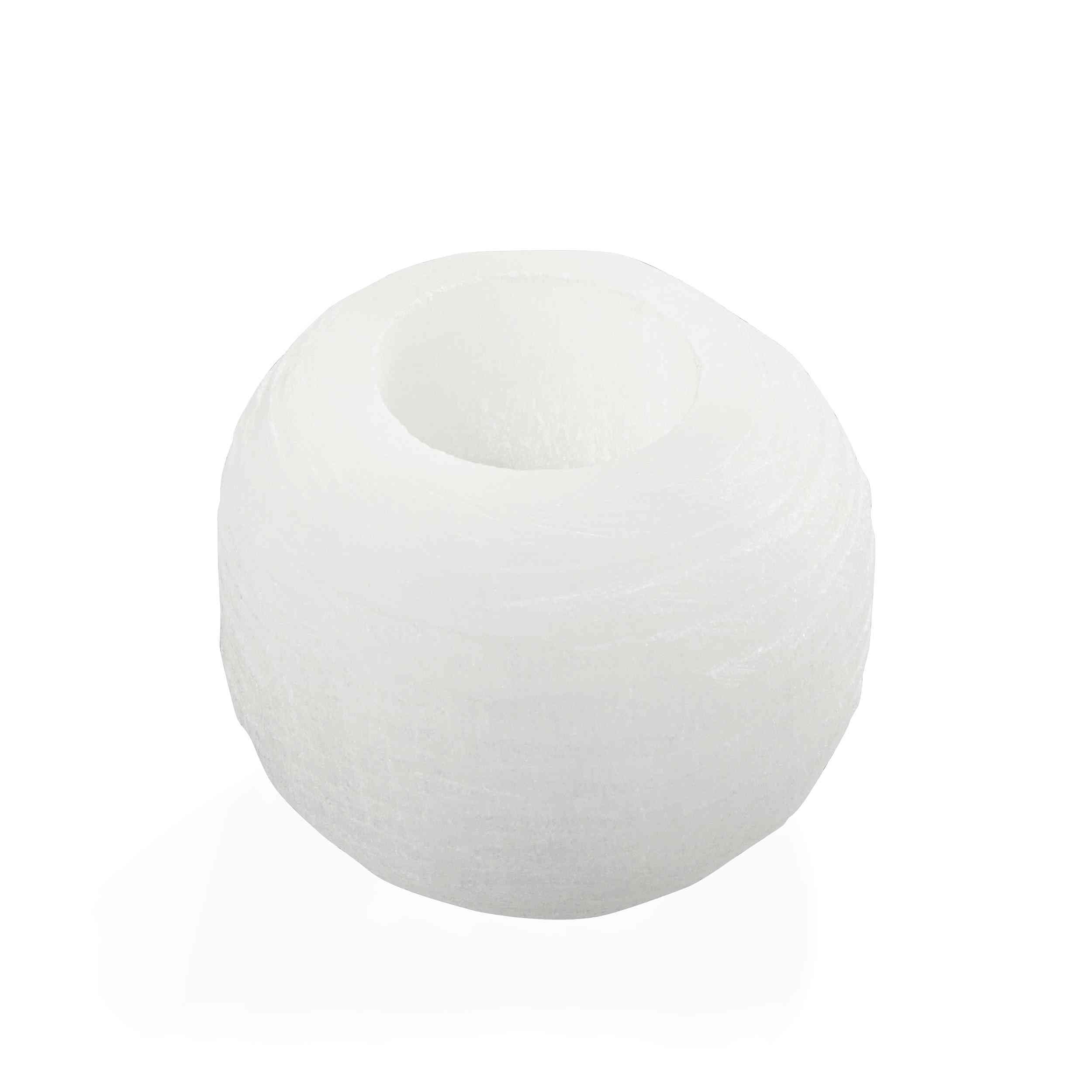 NKlaus Healing Crystals Selenit Teelichthalter Schneeball 8,5cm