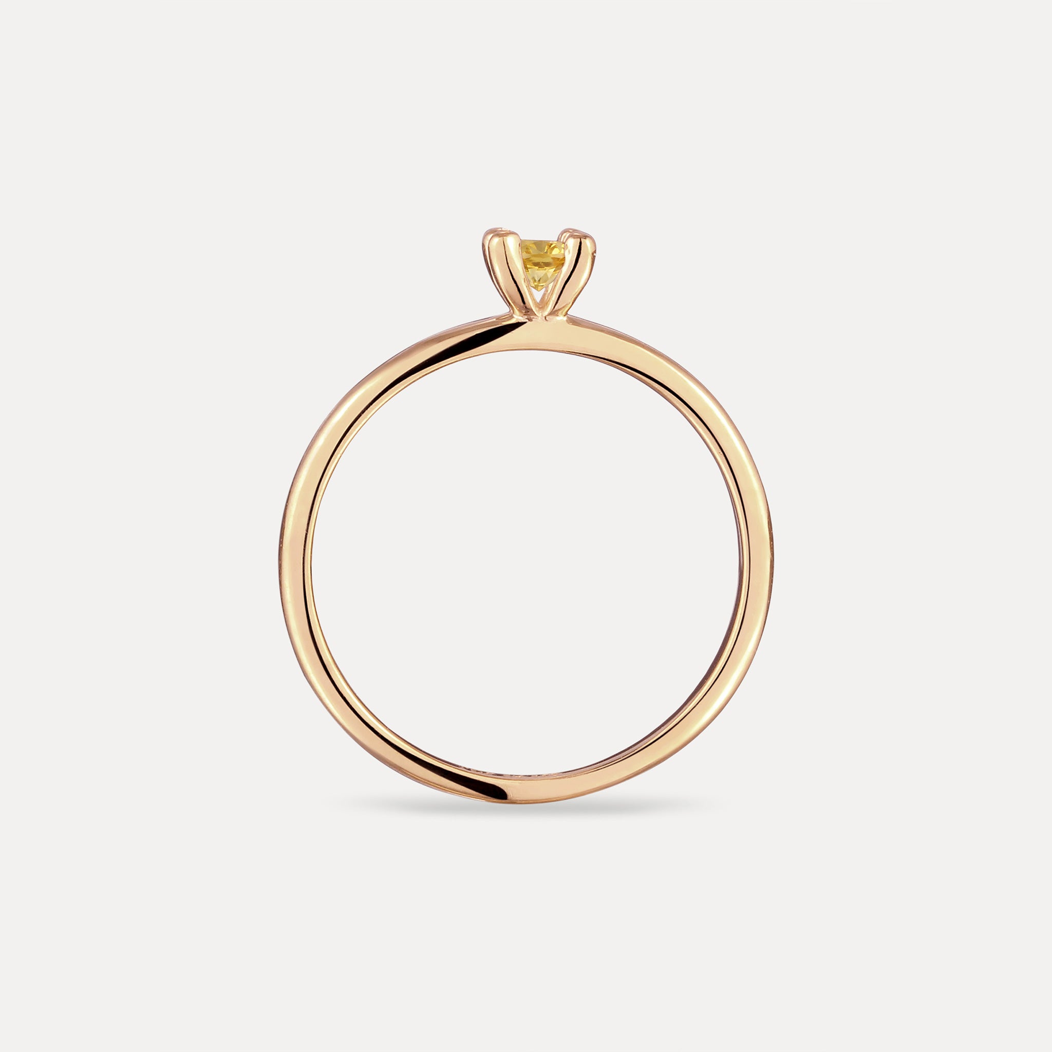 Stilnest Citrin Solitär Ring Rund 585 Gold Gr.54