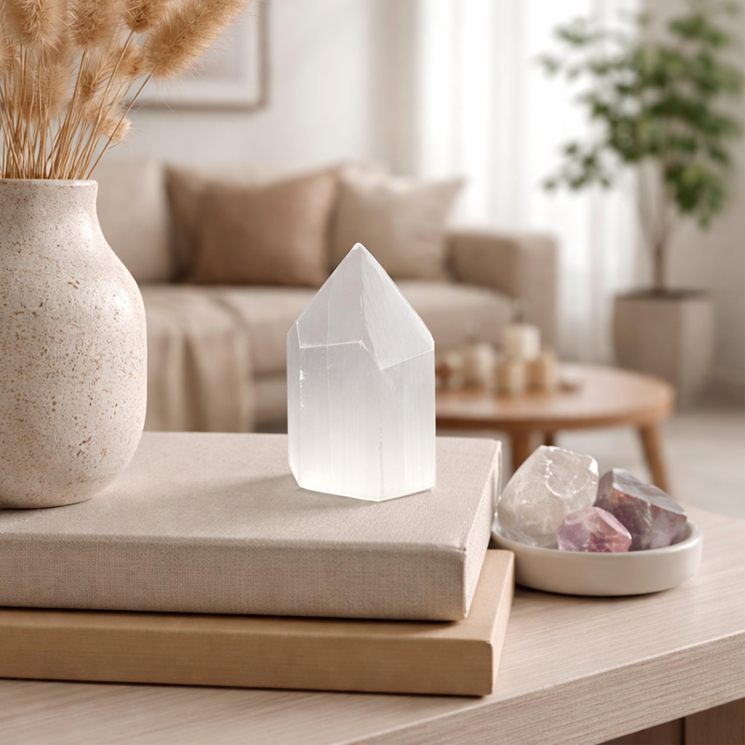 NKlaus Healing Crystals Selenit-Obelisk 6cm Heilstein 1 Stück