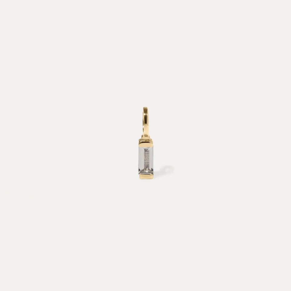 Stilnest Pendants Weißer Beryll Anhänger 585 Gold Retro