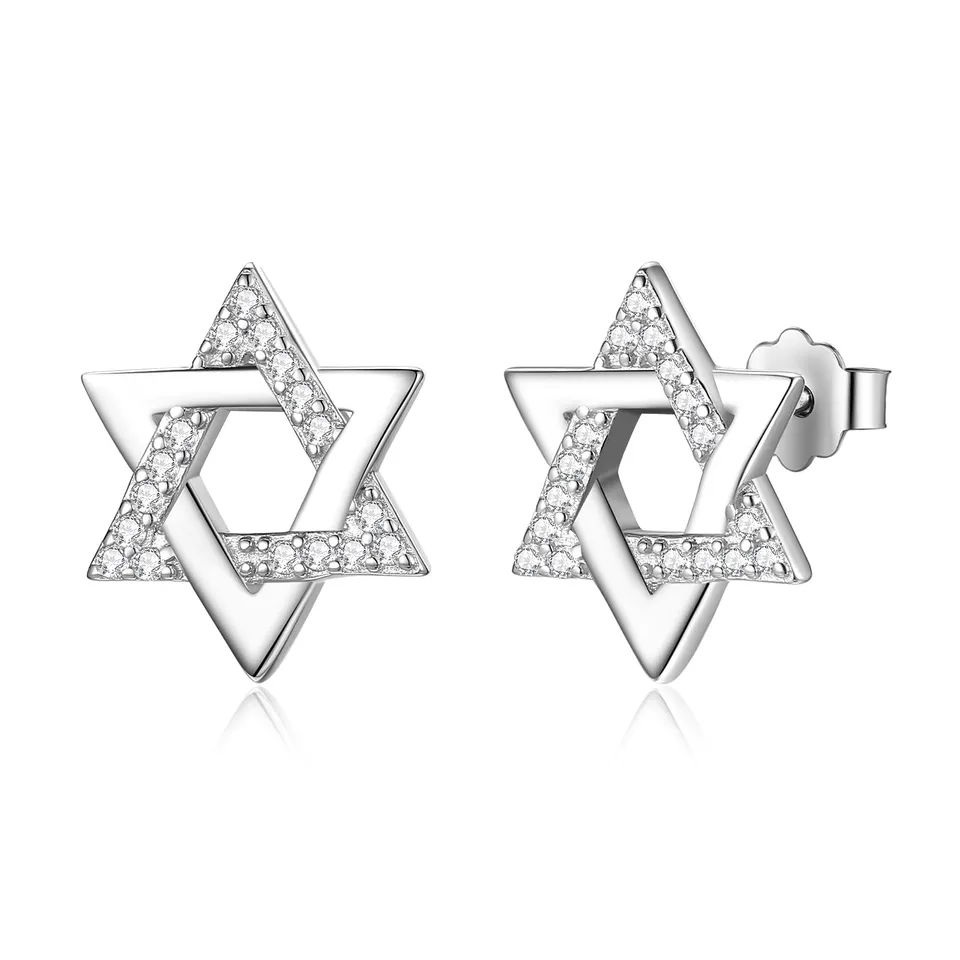 Eudora Harmony Bola Davidstern Ohrstecker 925 Silber CZ