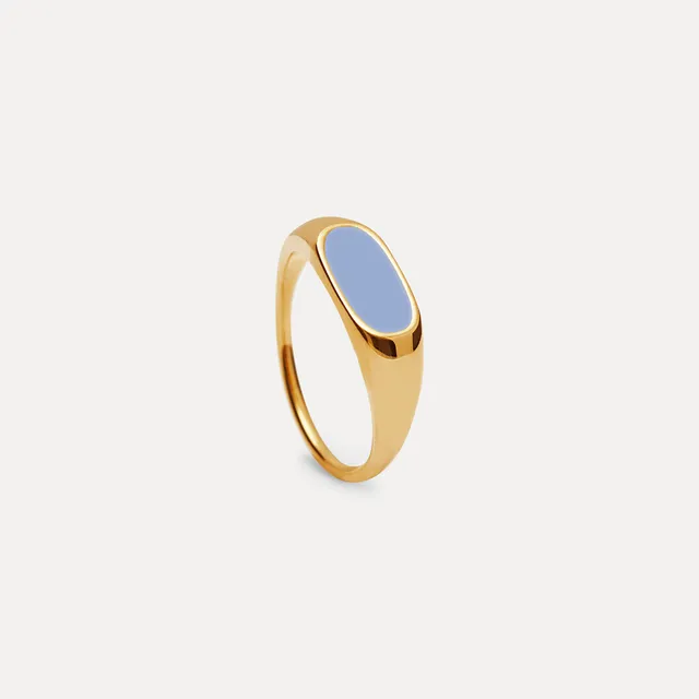 Stilnest Bombé Bold Ring Bleichblau Emaille Gold 52