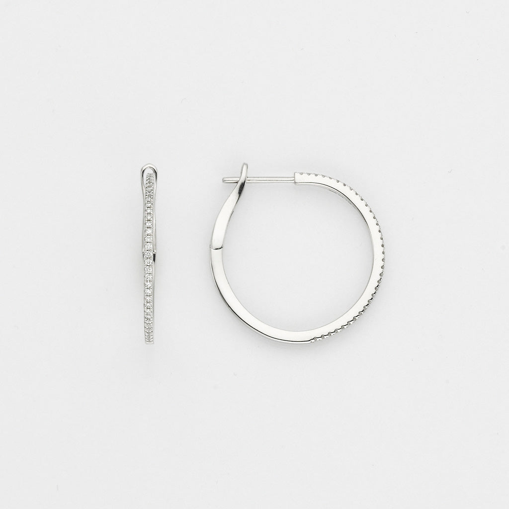 Eugen Rühle Ohrschmuck Klappcreolen 1,3x25mm 0,25ct Weißgold
