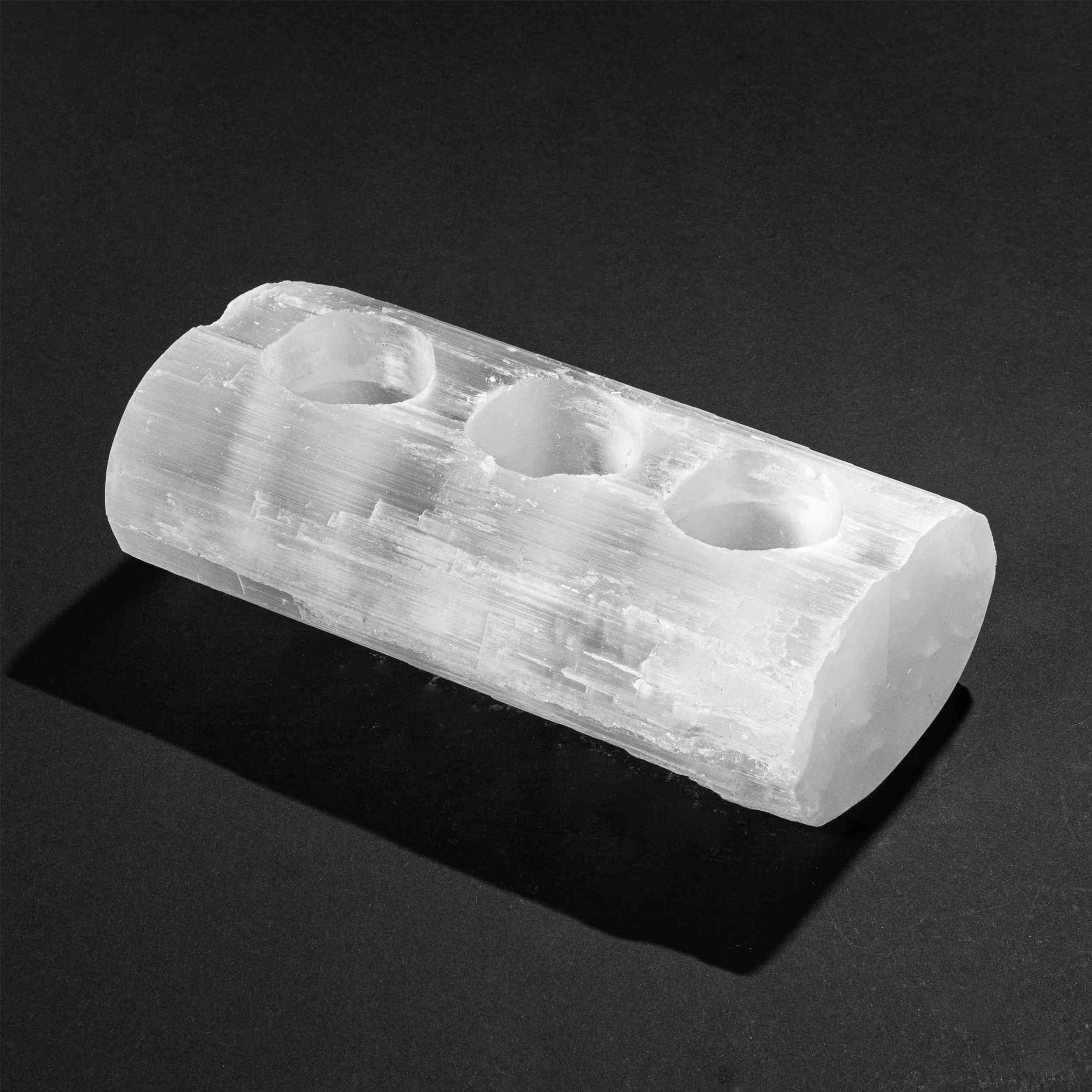 NKlaus Healing Crystals Selenit Dreier Teelichthalter 18x9cm
