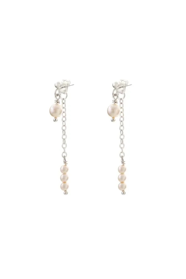 Joy by Corrine Smith Double Drop Perlen Ohrringe versilbert