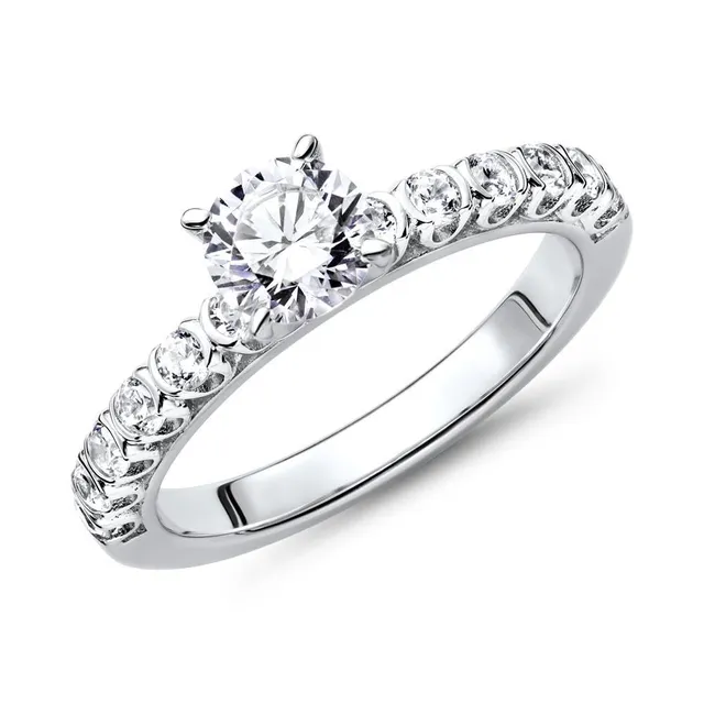 JEWLIX Verlobungsring 925 Silber Größe 52 Zirkonia rhodiniert
