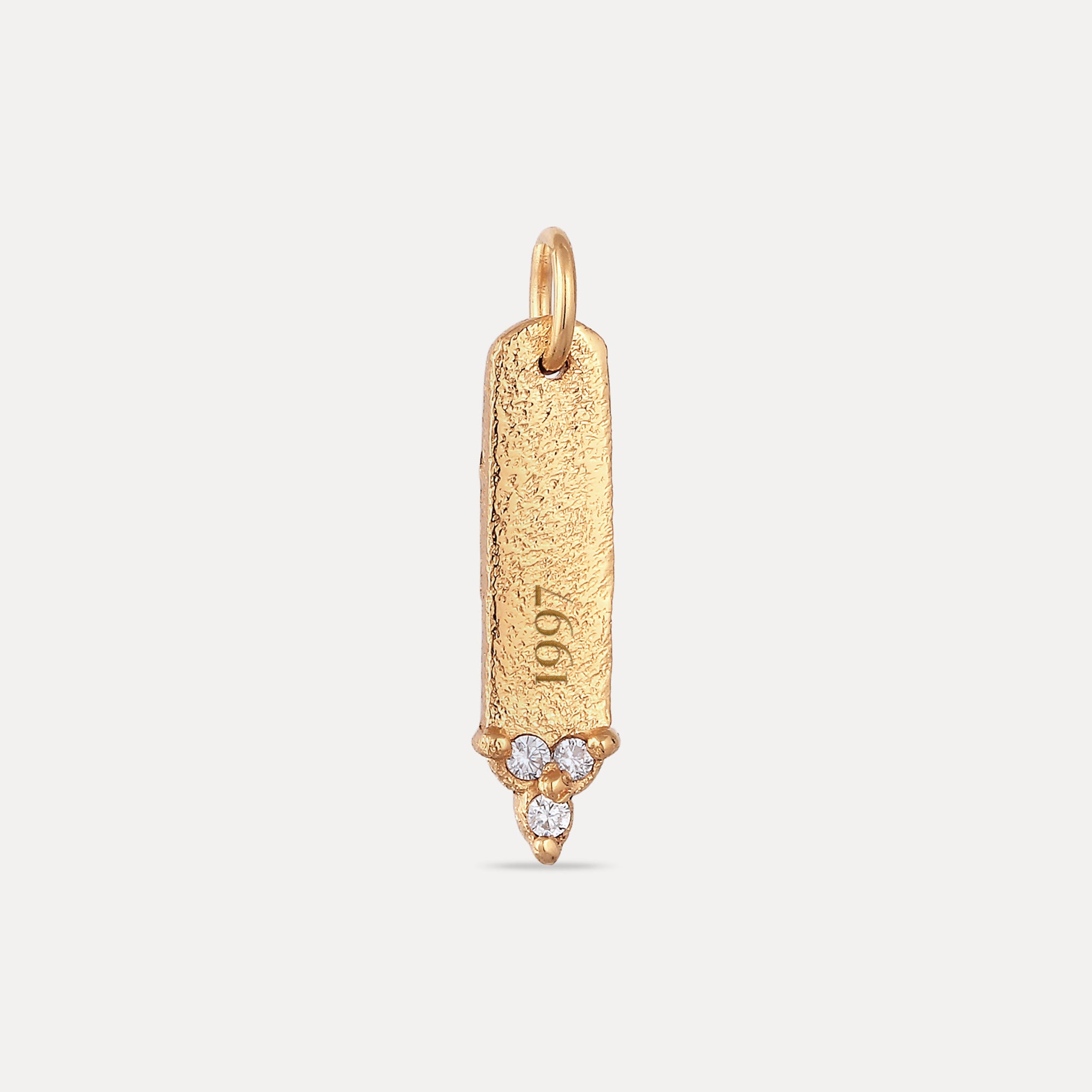 Stilnest Trinity Bar Anhänger Gold Vermeil weißer Saphir gravierbar