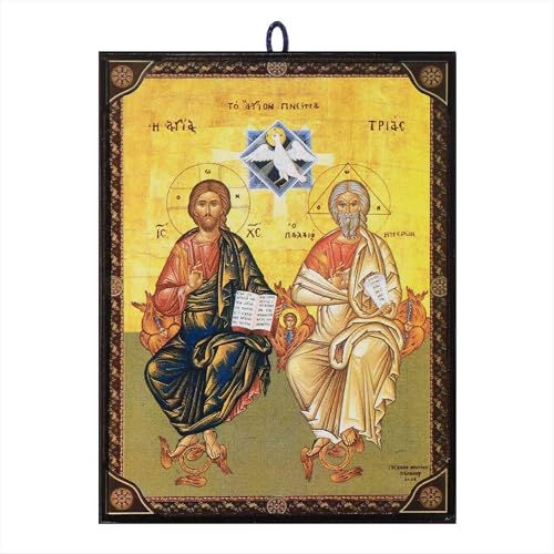NKlaus Religious Icons Heilige Dreifaltigkeit Ikone 9,7x13,5cm Holz