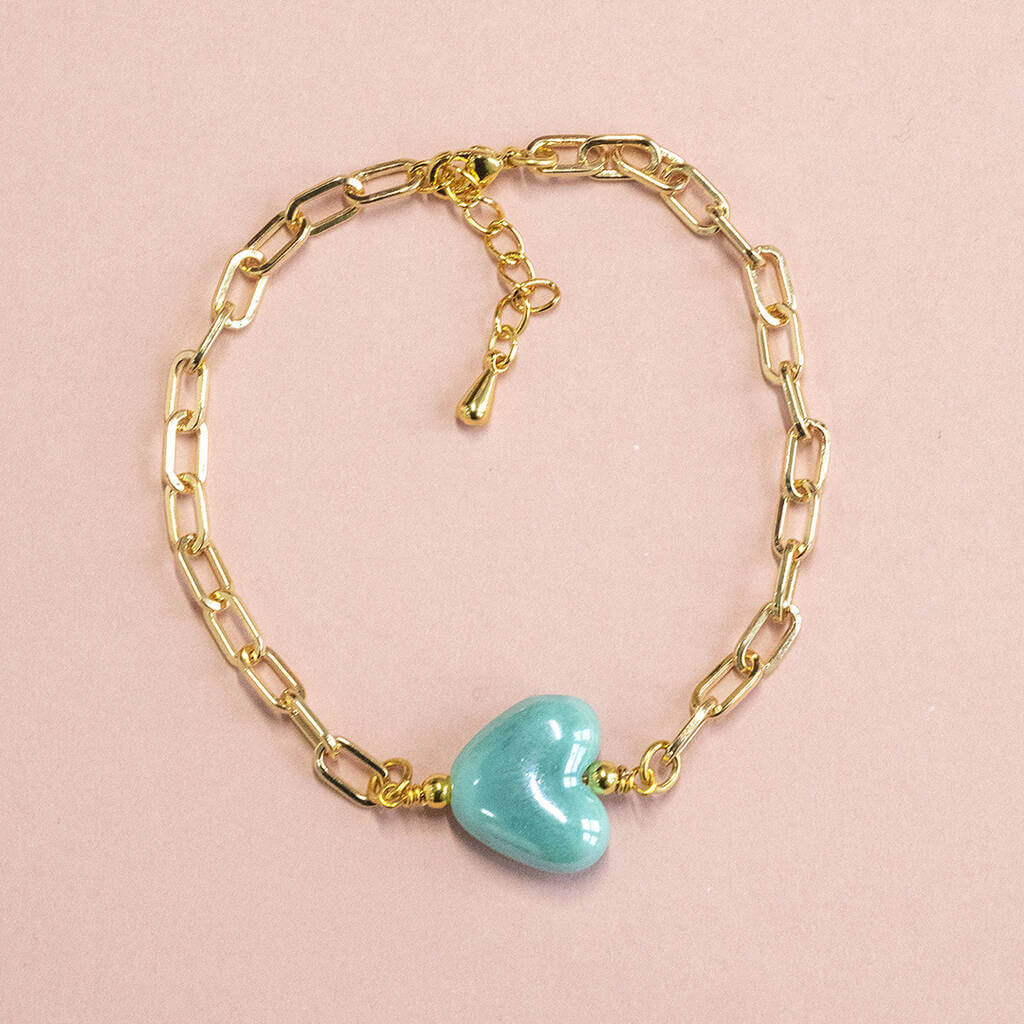 Joy by Corrine Smith Glazed Heart Armband Gold Herz Keramik