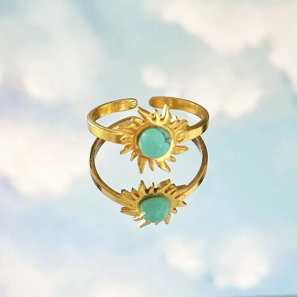Joy by Corrine Smith Sun Ring Türkis Edelstein Gold verstellbar