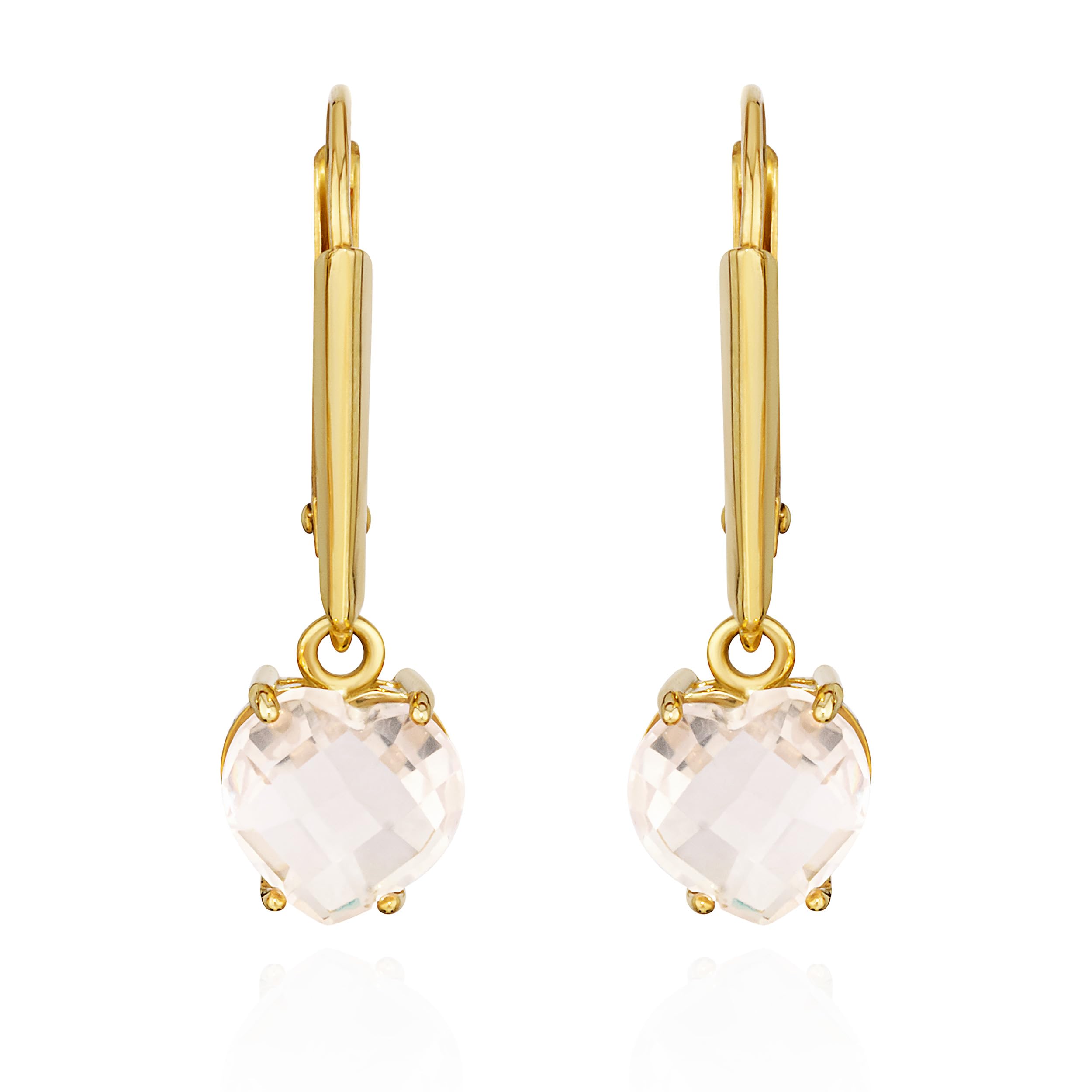 NKlaus Jewellery Herz Ohrhänger Rosenquarz 333 Gelbgold