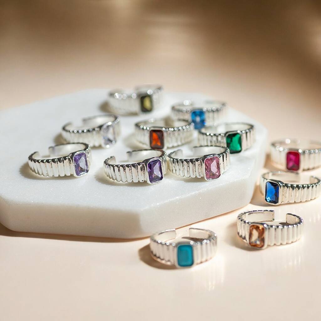 Joy by Corrine Smith Birthstone Ring Silber verstellbar Kristall
