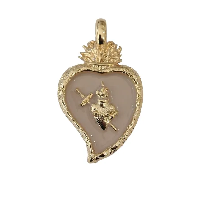 Alevá Bijoux Cuore Sacro Anhänger Gold 7,2 cm
