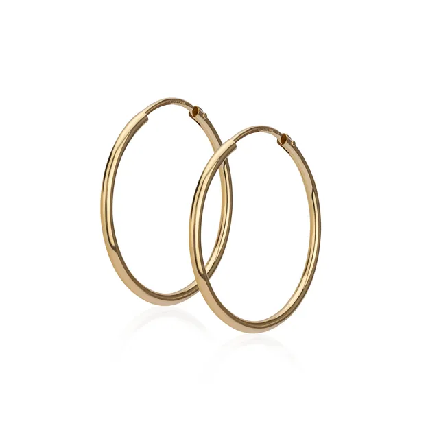 NKlaus Creolen 585 Gelbgold 25mm Ohrringe Bügelcreolen 1,5mm