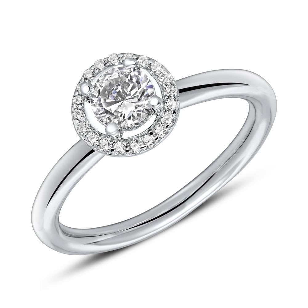 JEWLIX Haloring 925 Silber Zirkonia Ring Größe 56