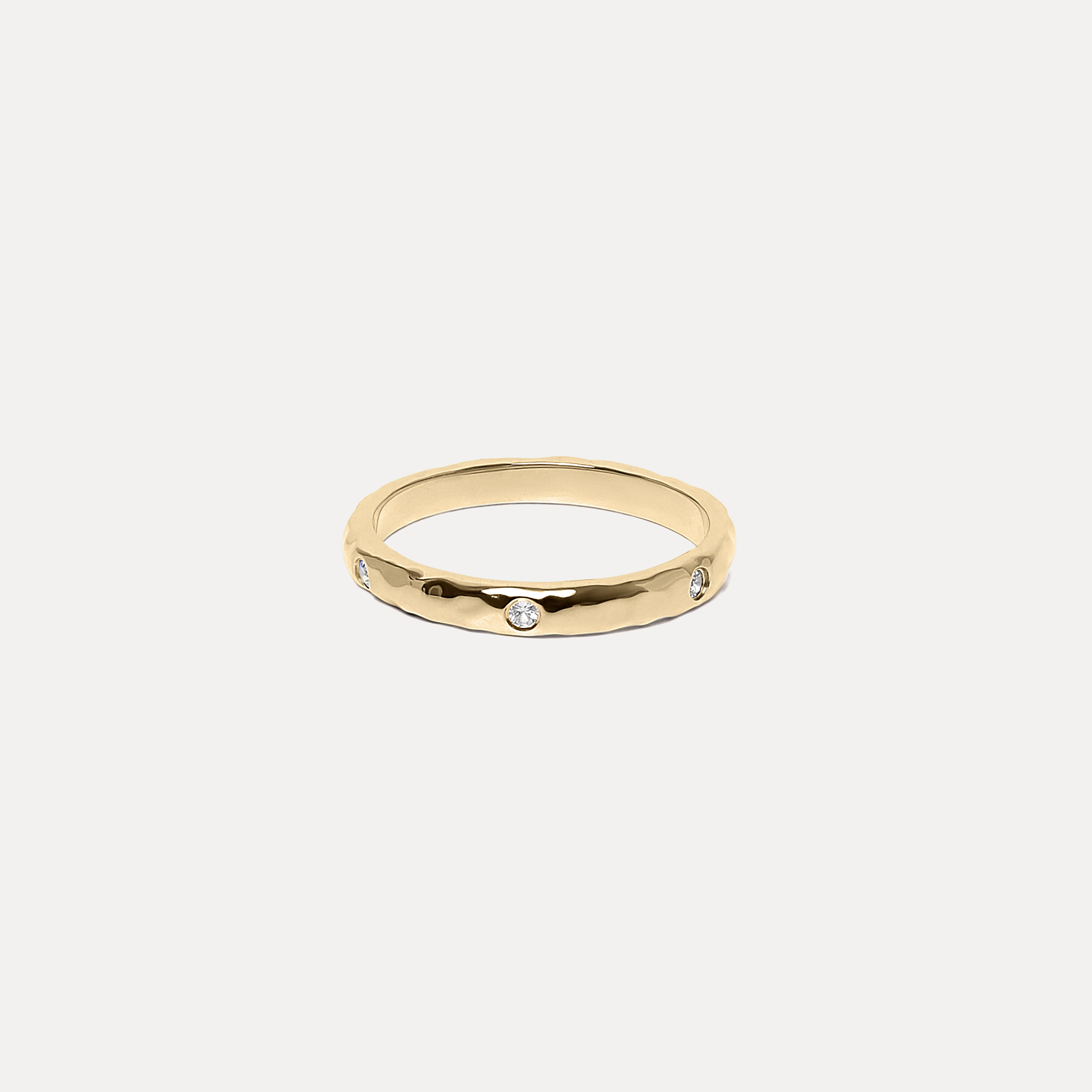 Stilnest Textured Ring Weißer Saphir 585 Gold Gr. 52