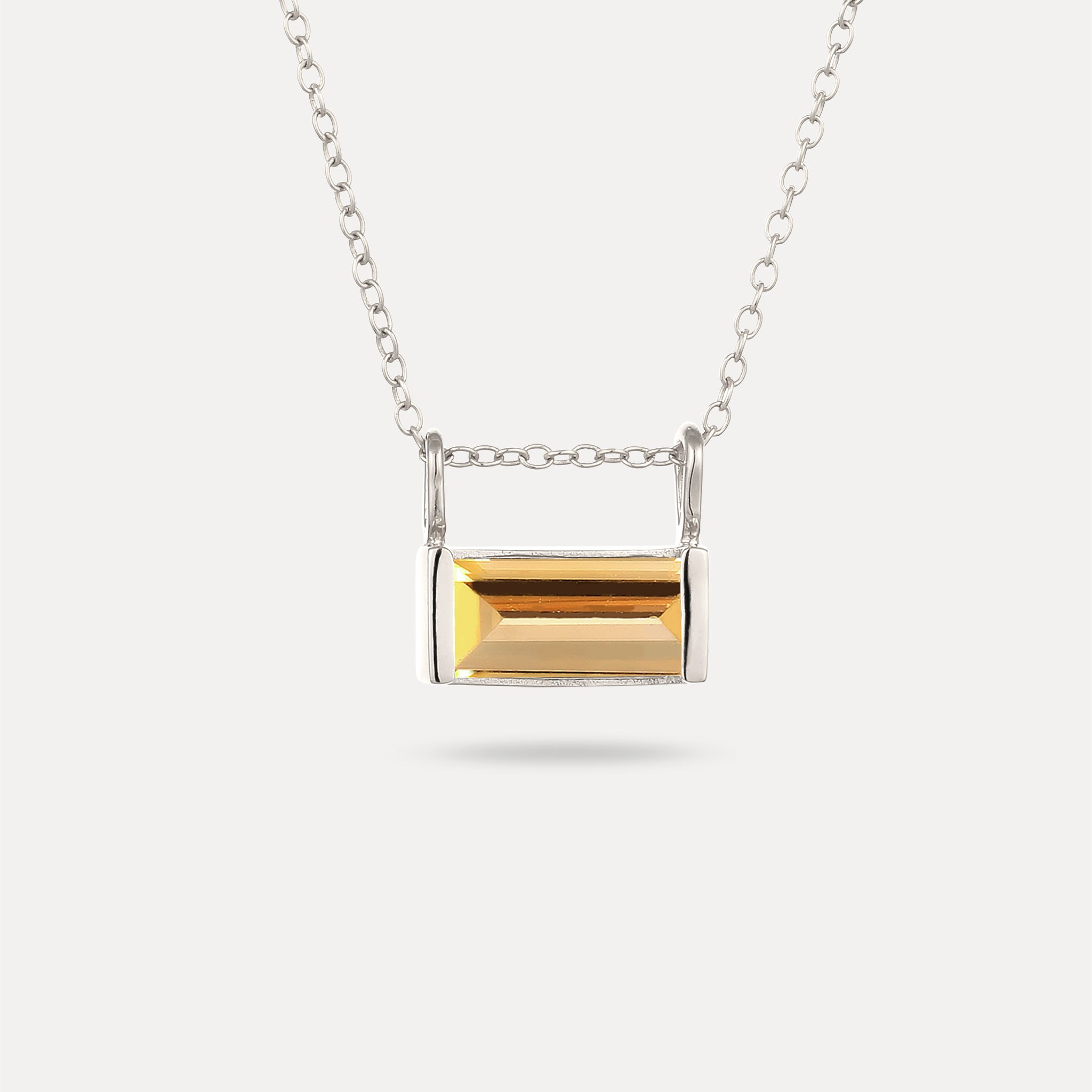 Stilnest Balance Baguette Anhänger Citrin Gold Vermeil