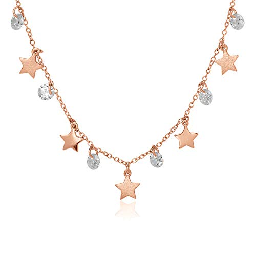 JEWLIX Sterne Kette 925 Silber Zirkonia Rosé Halskette