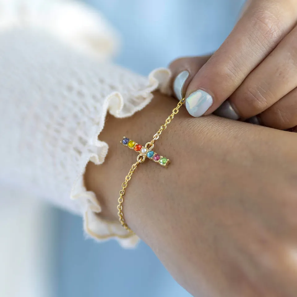 Joy by Corrine Smith Rainbow Bar Armband personalisiert Gold Silber
