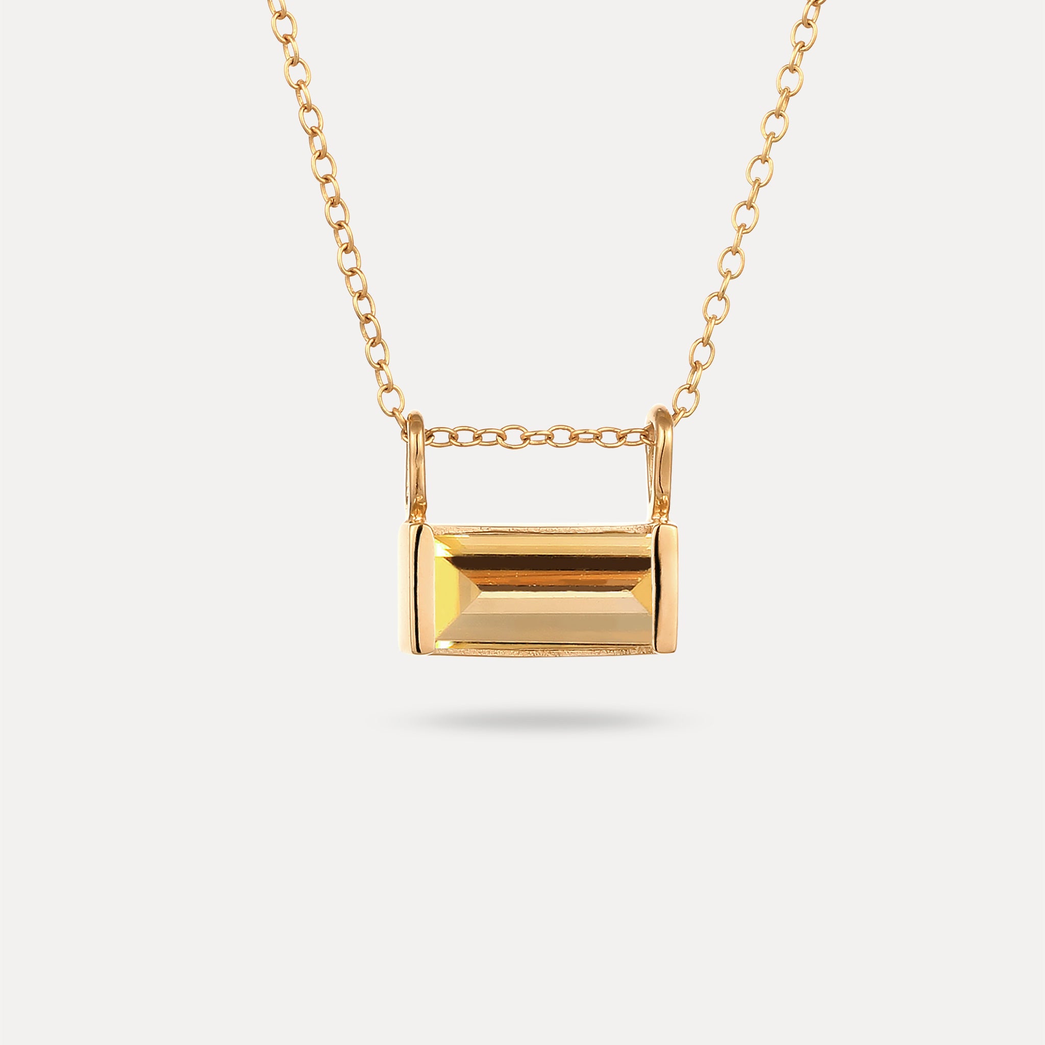 Stilnest Balance Baguette Anhänger Citrin Gold Vermeil