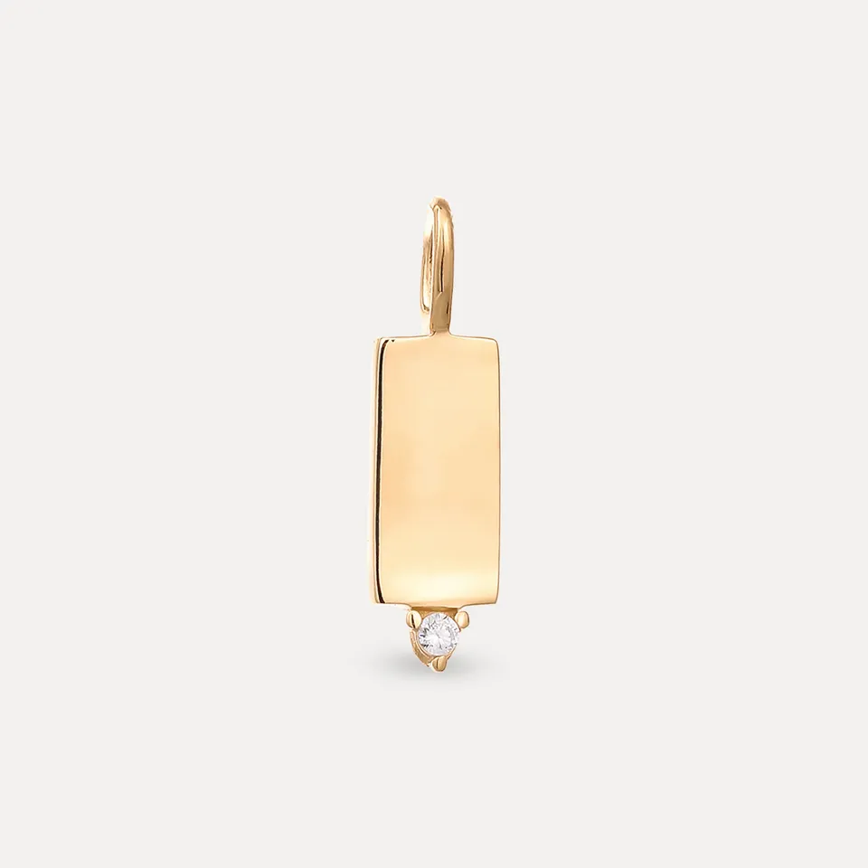 Stilnest Saphir Brick Tag Anhänger 585 Gold Massivgold