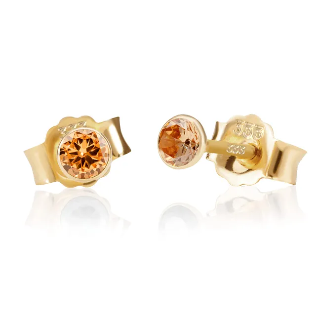 NKlaus Jewellery Ohrstecker 333 Gelbgold Zirkonia Champagne 3 mm