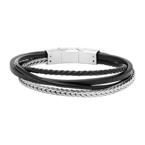 JEWLIX ID-Armband Kunstleder Edelstahl schwarz