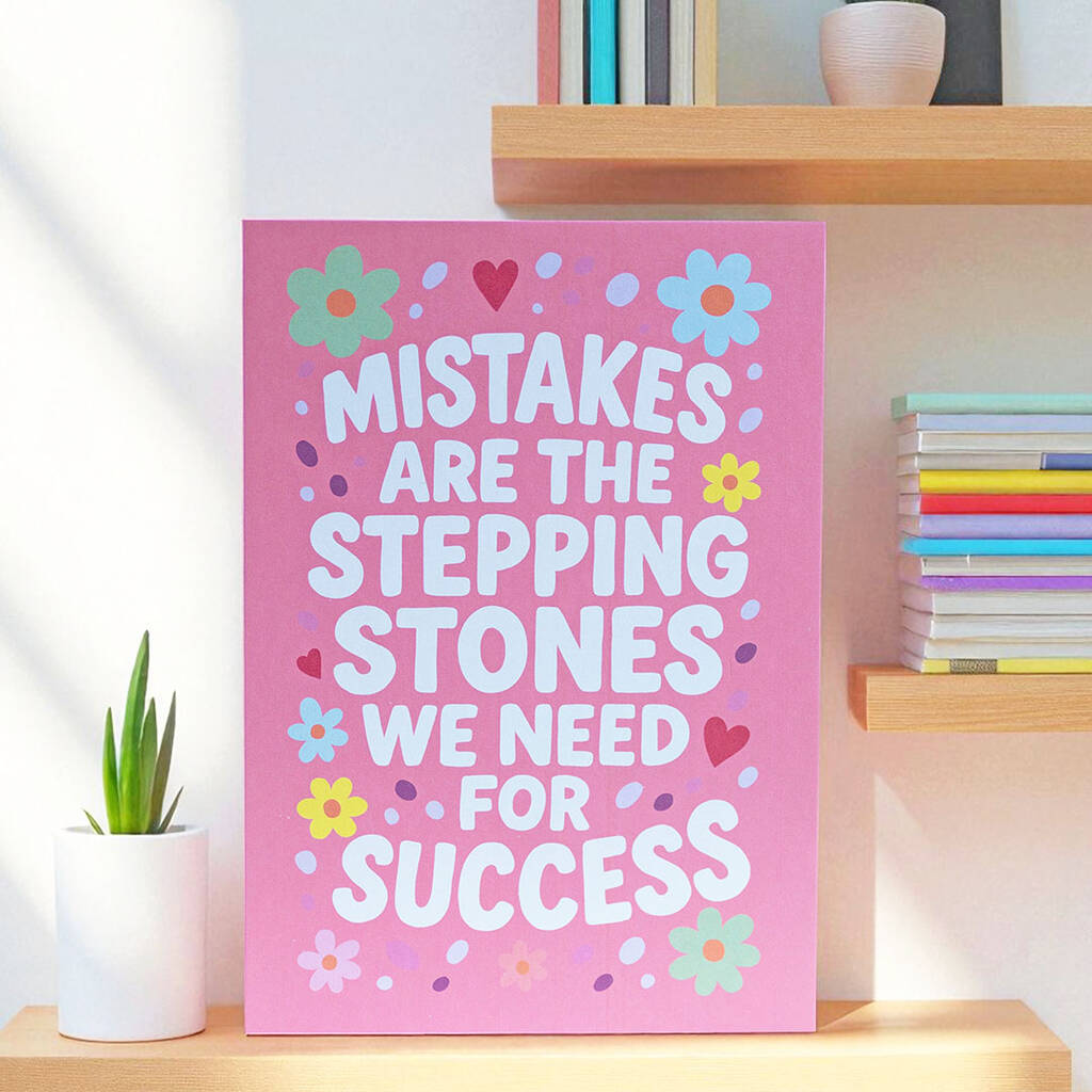 Joy by Corrine Smith Mistakes Quote Print A5 Pink