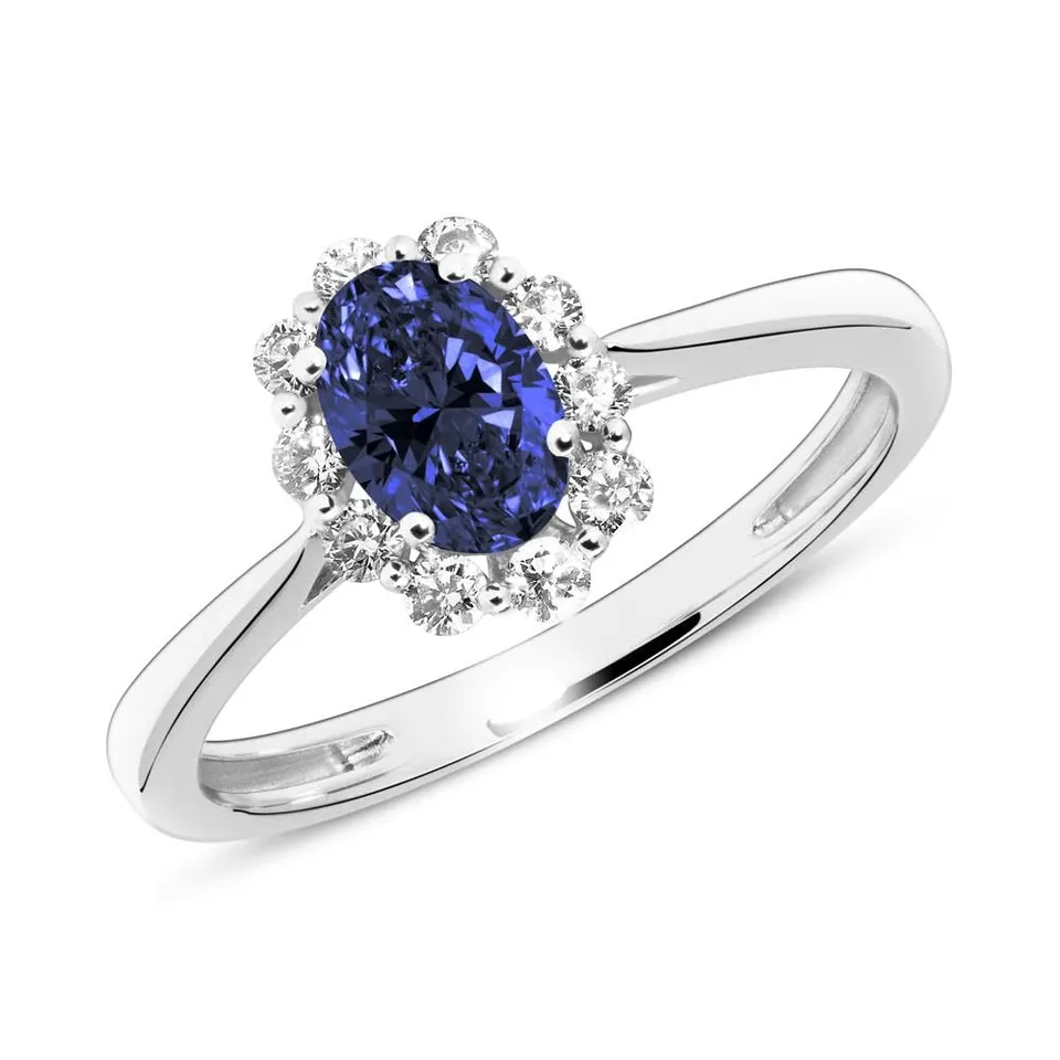 JEWLIX Saphirring 585 Weißgold Diamanten Ring 0,62 ct