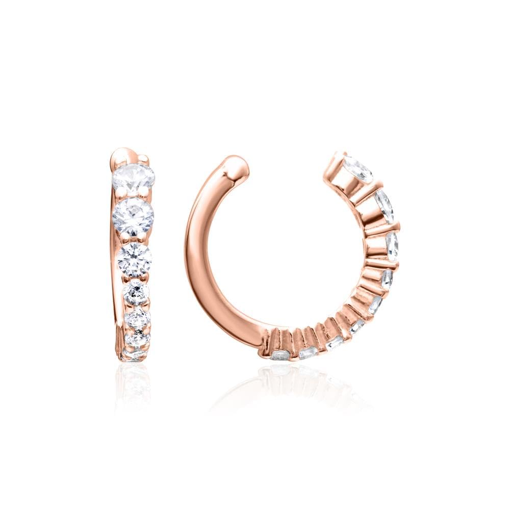 JEWLIX Ohrstecker Ear Cuffs Rosé Zirkonia Weiß Paar