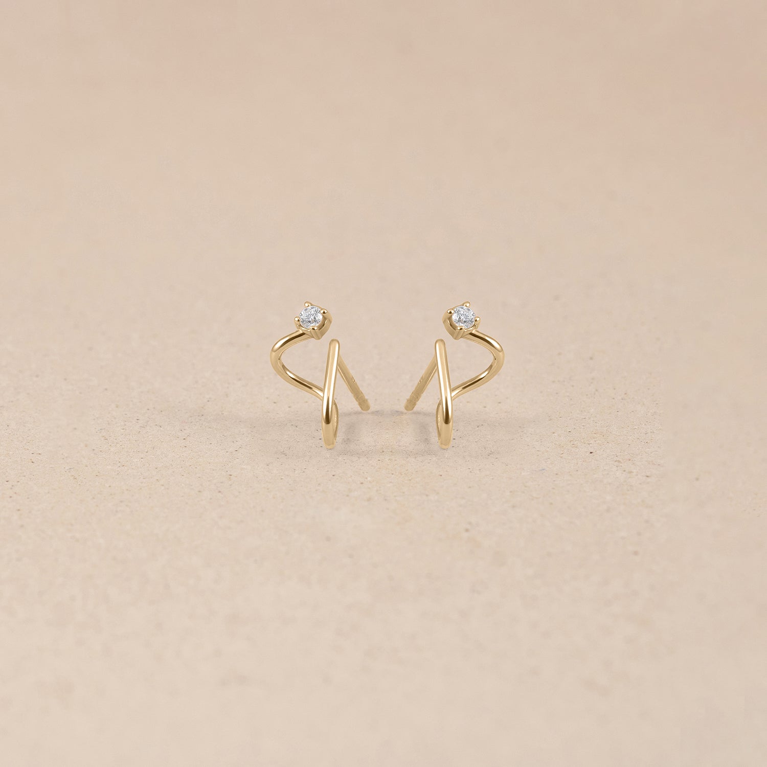 Stilnest Diamant Double Huggies Ohrringe 585 Gold