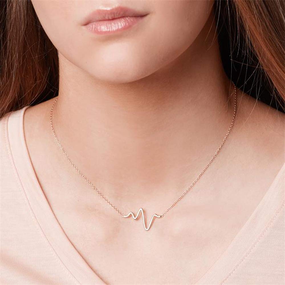 JEWLIX Heartbeat Kette 925 Silber Anhänger Rosé Damen
