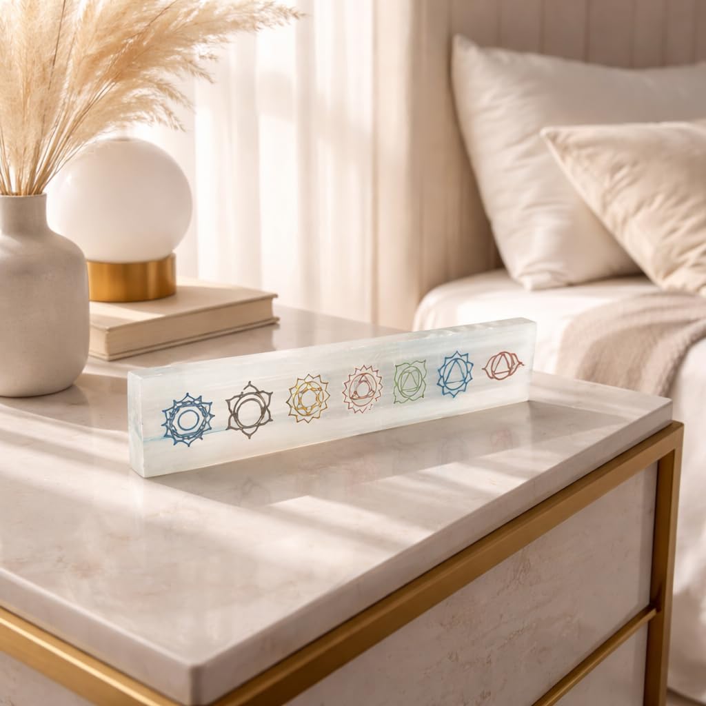 NKlaus Healing Crystals Selenit Ladeplatte Chakra 19 cm