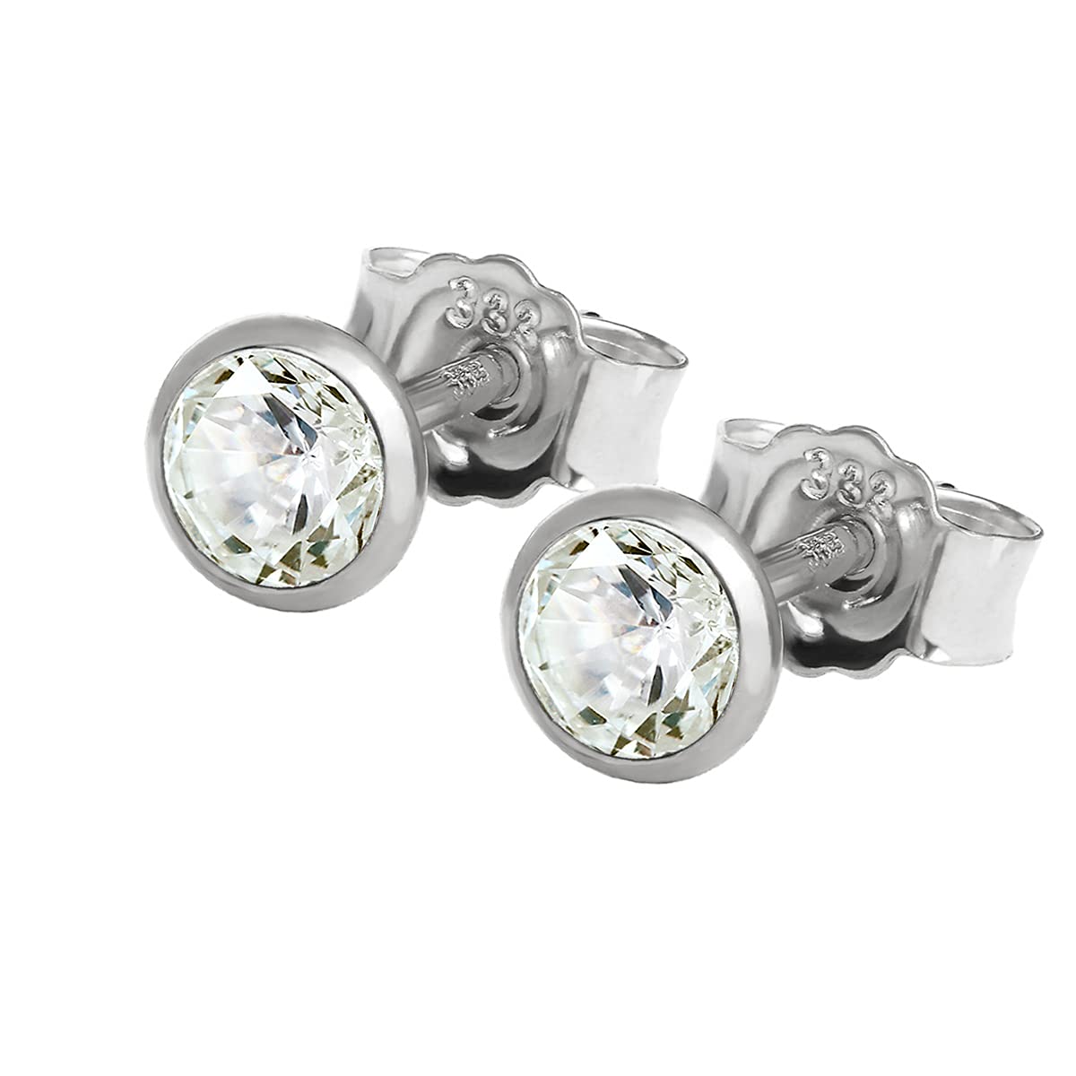 NKlaus Jewellery 333 Weißgold Ohrstecker 4,0mm Zirkonia Paar