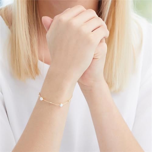 JEWLIX ID-Armbänder Perlen Armband 925er Silber vergoldet