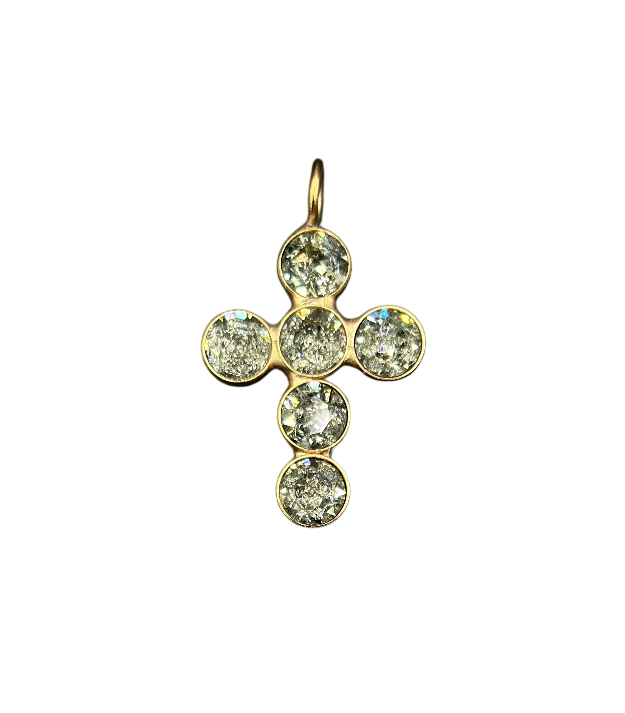Alevá Bijoux Croci Tonda Sparkle Kreuz Anhänger Gold 3,5 cm