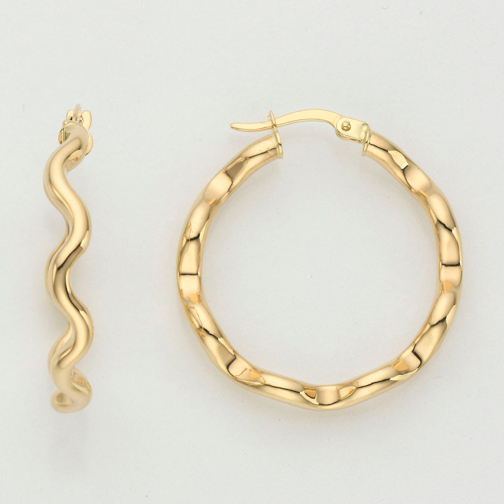 Eugen Rühle Ohrschmuck Bügel-Creolen gewellt 28mm Ohrringe Gold
