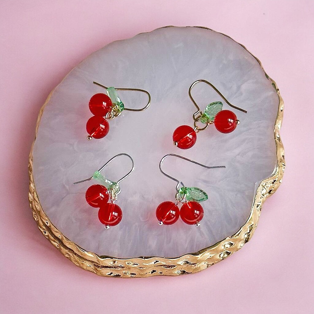 Joy by Corrine Smith Cherry Ohrringe Glas Kirsche Gold