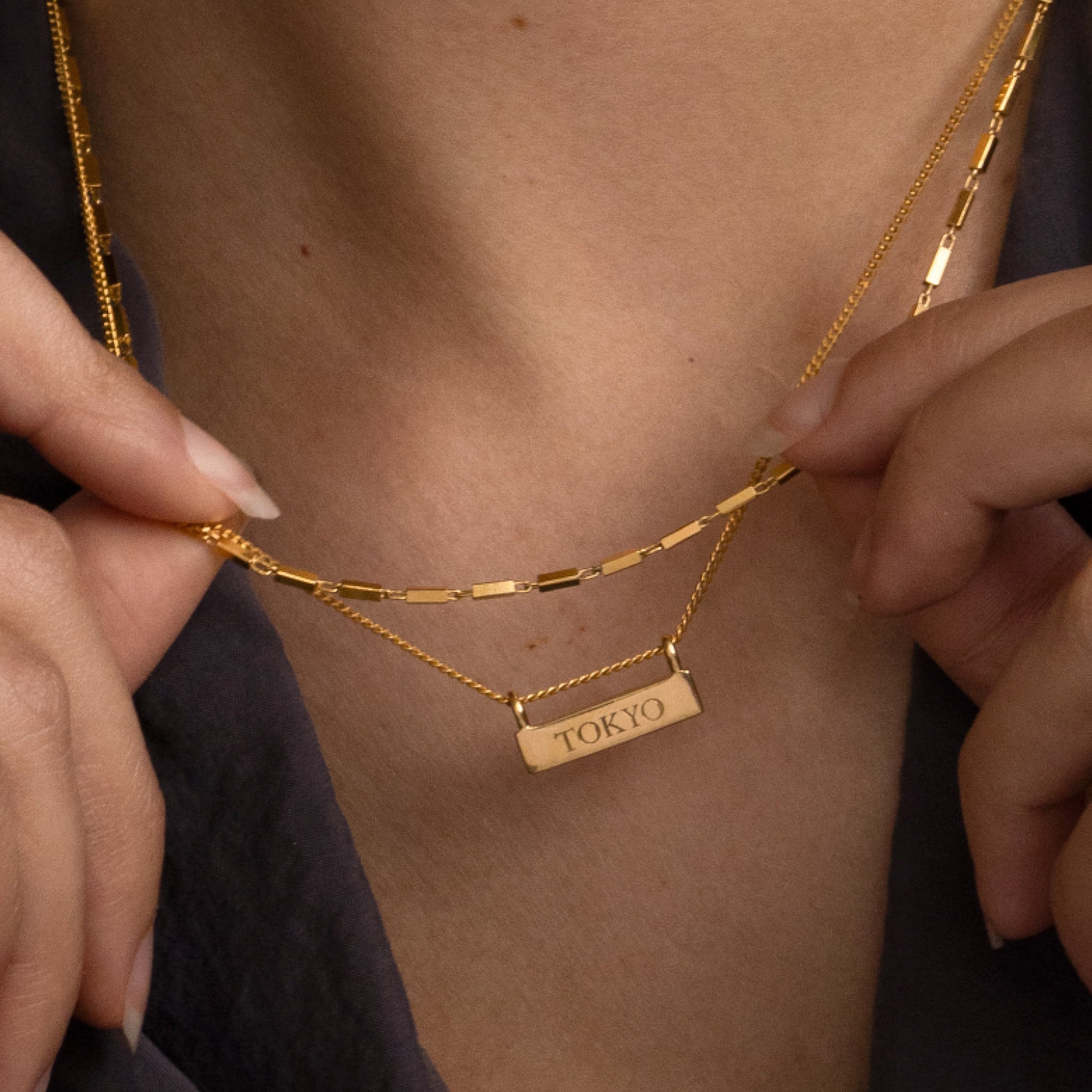 Stilnest Engravable Brick Anhänger 24k Gold Vermeil