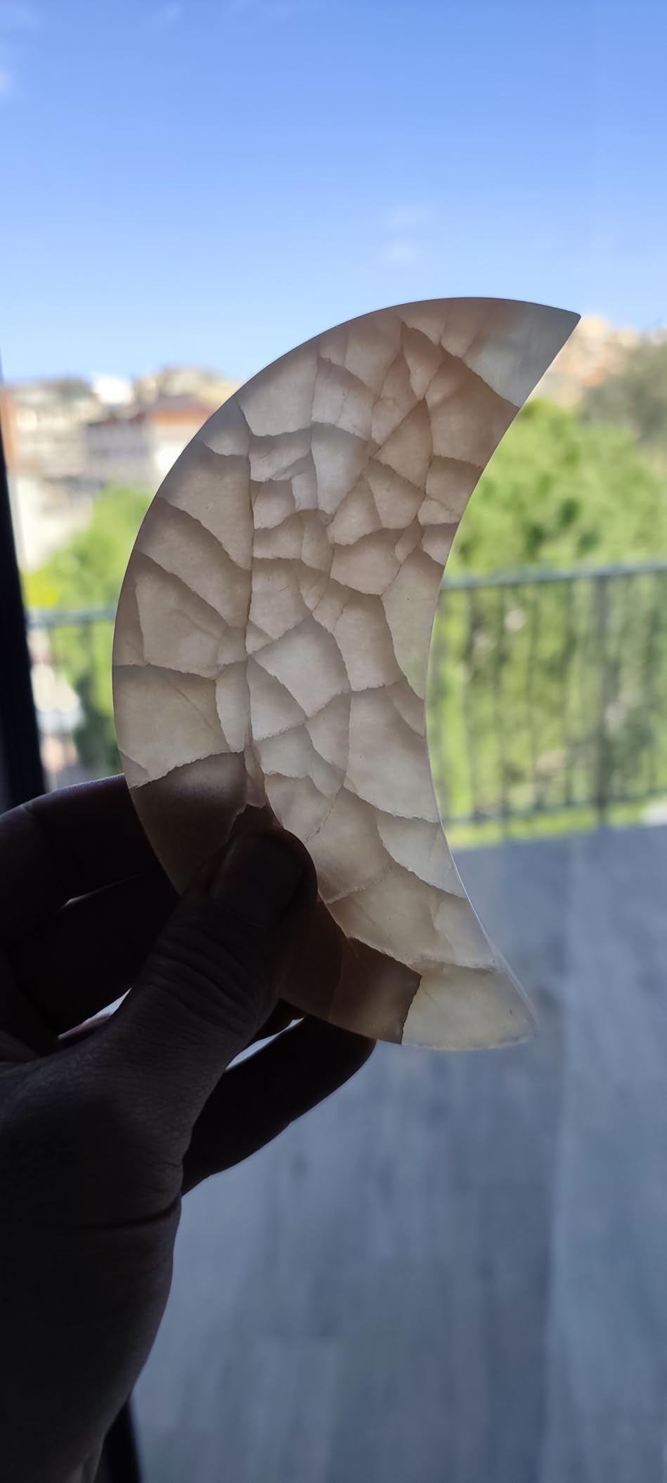 NKlaus Healing Crystals Oranger Selenit Halbmond 8x14cm Schutz