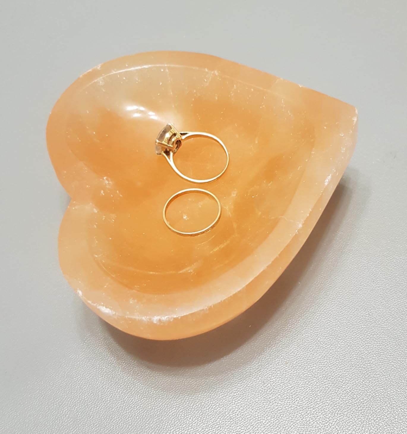 NKlaus Healing Crystals Herz Selenit Schale 10,5cm Pfirsich