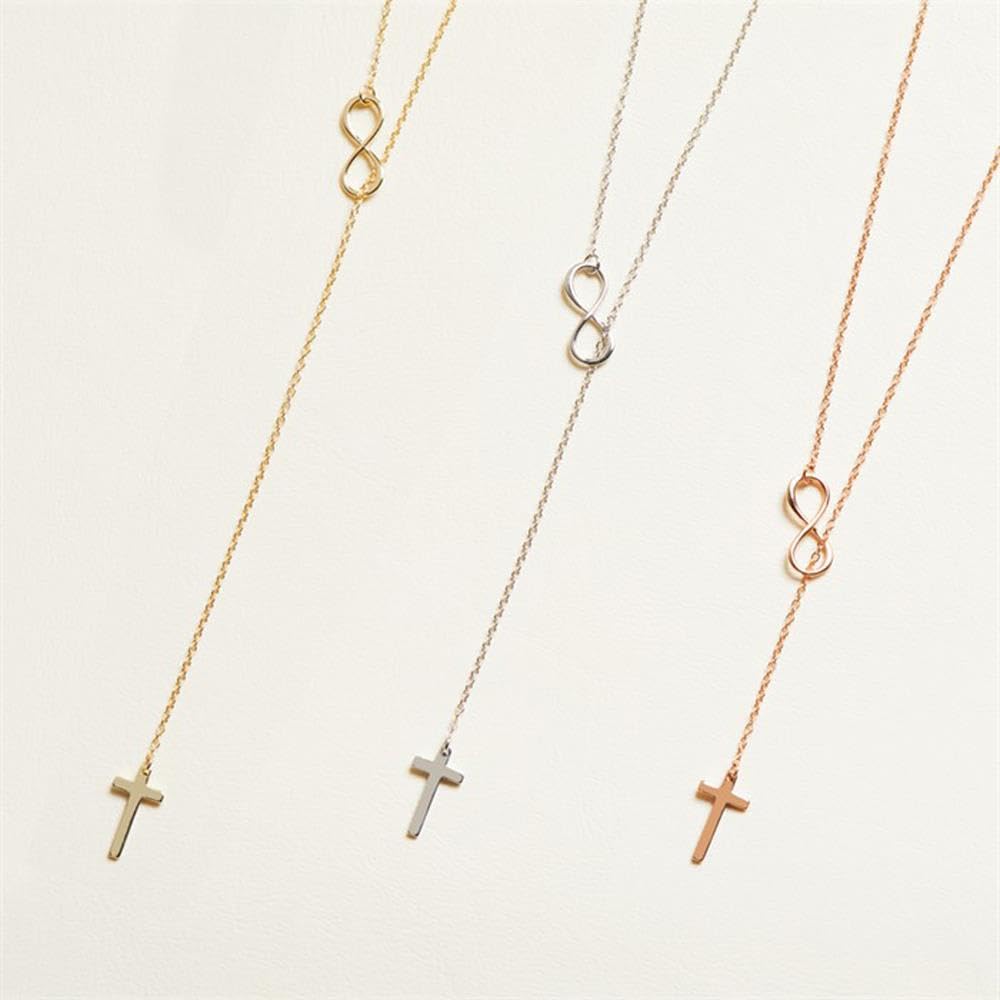 JEWLIX Ketten mit Anhänger Y-Kette Kreuz Infinity Roségold