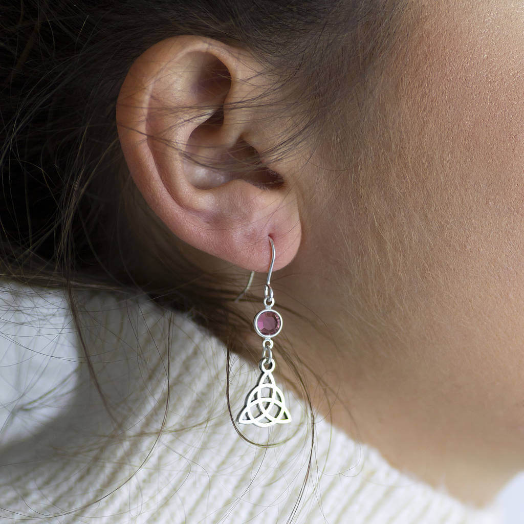 Joy by Corrine Smith Celtic Knot Geburtsstein Ohrringe Silber