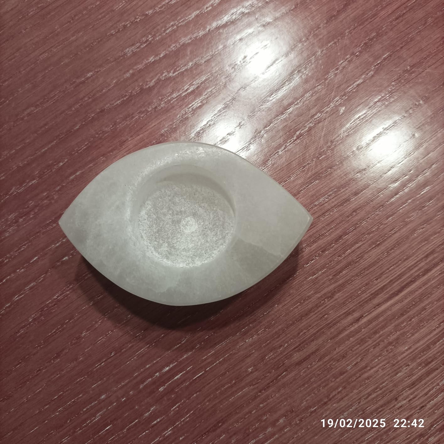NKlaus Healing Crystals Selenit Teelichthalter Auge 10,5cm Stein